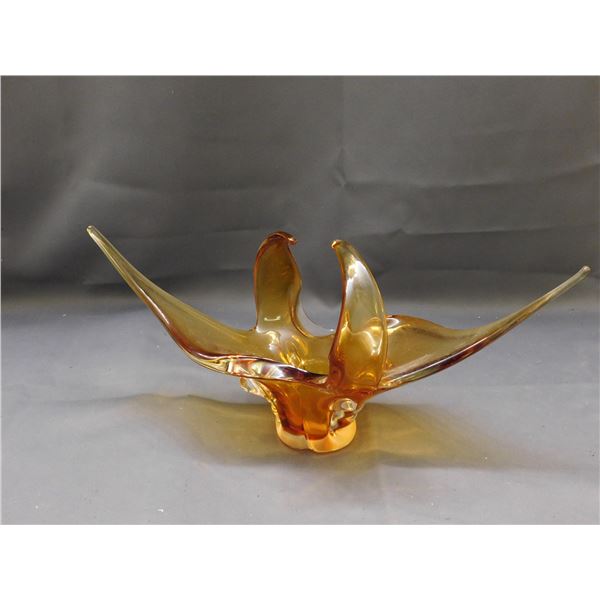 Unamarked Amber Glass Art Glass Blown Glass MCM Centerpiece