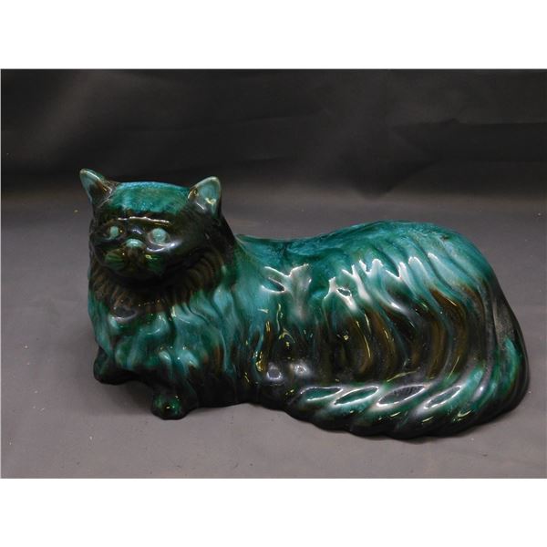 Pottery Cat Figurine Statue Sculpture BMP Blue Mountain Pottery? Unmarked 14" long