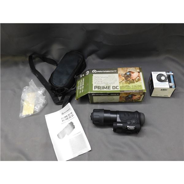 Lot of 2 Armasight Prime DC Digital Color Night Vision Monocular Scope, Vivitar 58mm Wide Angle Lens