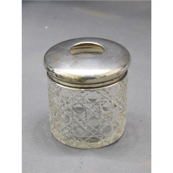 Antique Victorian Sterling & Crystal Hair Receiver Tidy