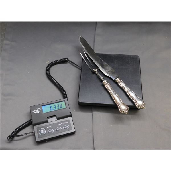 Birks Sterling Handle Vintage Carving Set 14"