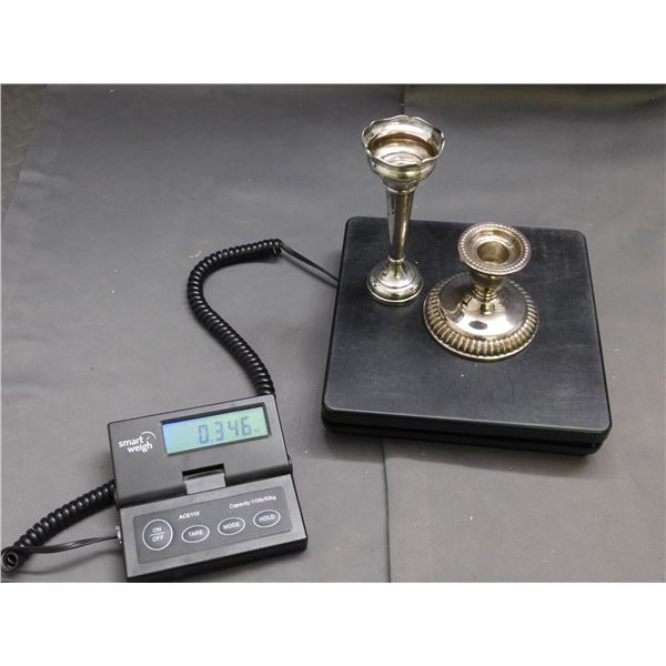 Birks Sterling Candleholder  & F.H.A Sterling Vase