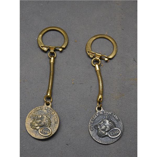 Lot of 2 1960s Esso Put a Tiger in your Tank Keychains