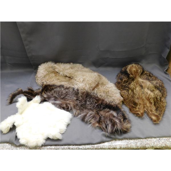 Lot of 4 Animal Fur Pelts, Neck Scarfs / Wraps