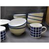 Image 2 : Lot of 15pcs Blue and White Serving Ware Bowls Large and Small, Cream and Sugar