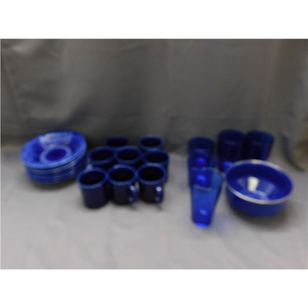 Lot of Cobalt Blue Cups, Mugs and Bowls