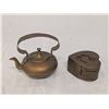 Image 1 : Copper/Brass Teapot and Heart Shaped Box Bank