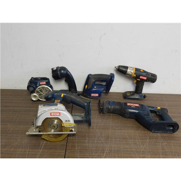 Lot of 6 Ryobi Handheld Power Tools ( no batteries) P740, P700, P400, P201, P500, P510
