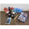 Image 1 : Lot of Assorted Tools / Garage Household Flashlights, Ice Packs, Window and Door Sealant, etc