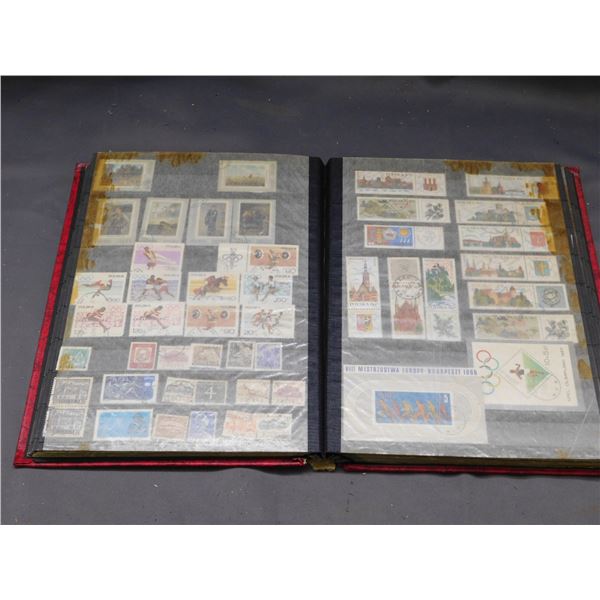 Book Full of Vintage Stamps Mostly Poland, some Canada and Other Countries