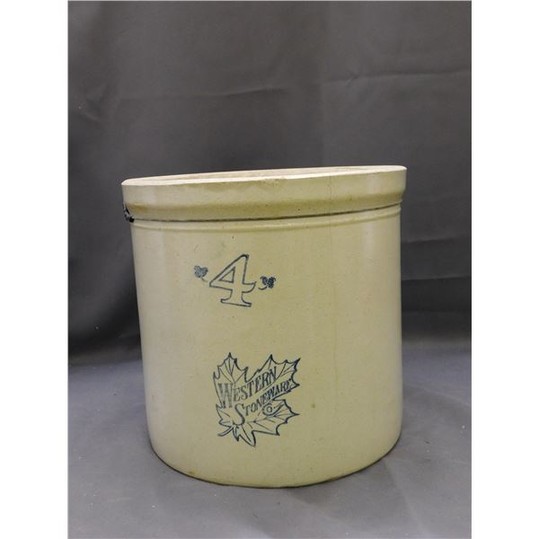 4 Gallon Vintage Crock Western Stoneware (some cracks)