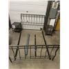 Image 4 : Modern Metal Industrial Grey Bed Frame with Headboard and Footboard, Rails, Cross Beams, Night Stand