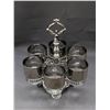 Image 1 : Vintage MCM Silver Rim Band Rocks Glasses in Metal Tray 6pcs Set