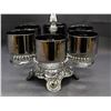 Image 2 : Vintage MCM Silver Rim Band Rocks Glasses in Metal Tray 6pcs Set