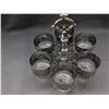Image 5 : Vintage MCM Silver Rim Band Rocks Glasses in Metal Tray 6pcs Set