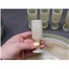 Image 3 : Stone Carved Shot Glasses Lot of 5 with Tray (onyx?) and Asian Vase