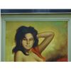 Image 2 : Original Artist Signed Painting of Woman in Red Dress 2ft x 28"