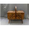 Image 1 : Wooden Sewing Basket Fold Out Craft Storage