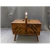 Image 6 : Wooden Sewing Basket Fold Out Craft Storage