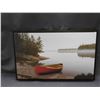 Image 1 : Framed Canvas Print Boat on Lake 25" x 16"
