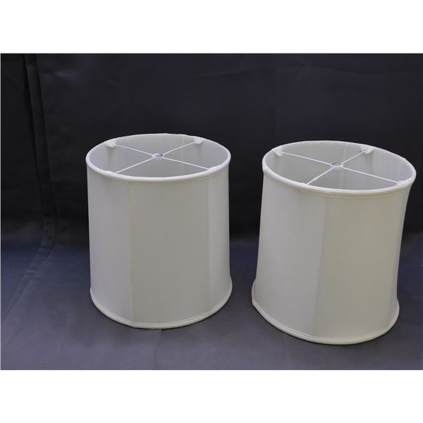 Pair of White Fabric Lamp Shades 11" tall  x 10" diameter