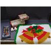 Image 1 : Christmas Holiday Knit Rug, Serving Tray Sleigh, Salt and Pepper Reindeer and Nativity Set