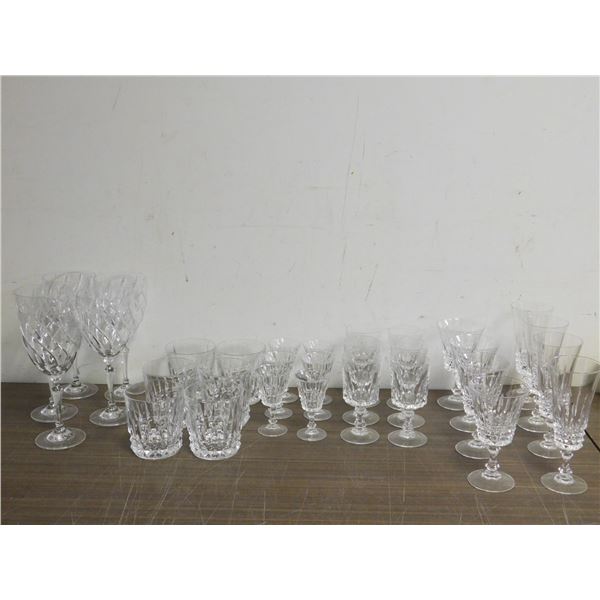 Large Lot 31pcs of Fine Lead Crystal Glass Ware Bar Ware Wine, Highball, Cocktail