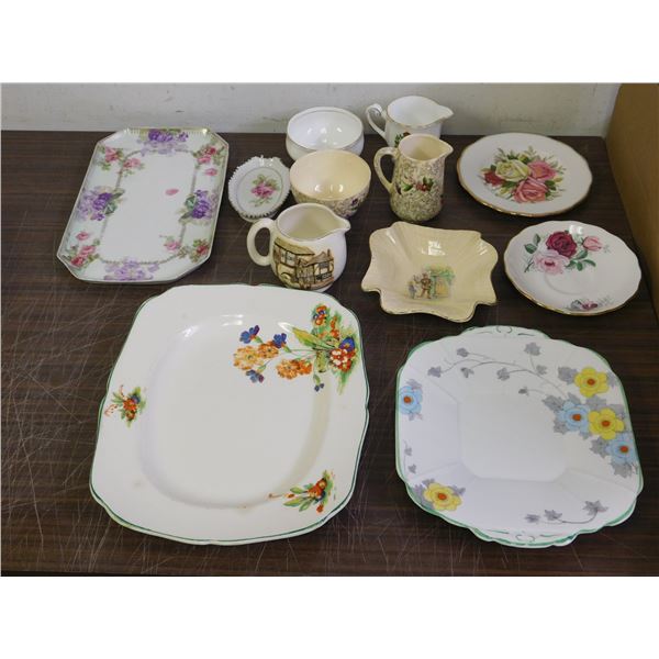 Lot of Assorted Fine Bone China Cream and Sugar Sets, Trays, Plates