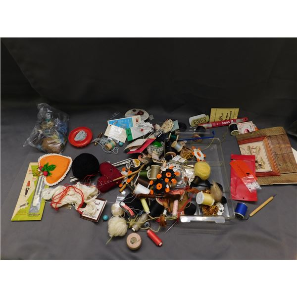 Bundle of Sewing Thread, Needles, Crafting Seamstress Pieces