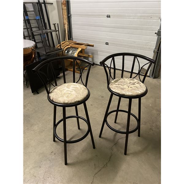 2 Kitchen Stools. 29 inch seat and 39 inch back. Clean and Freshly reupholstered.