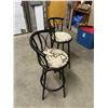 Image 4 : 2 Kitchen Stools. 29 inch seat and 39 inch back. Clean and Freshly reupholstered.