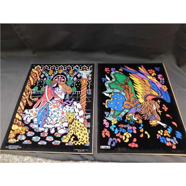 Lot of 2 Fuzzy Posters Vintage 16" x 20"