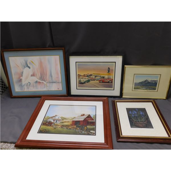 Lot of 5 Framed Artwork Landscape Scenery