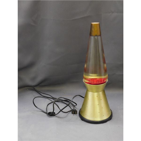 Brass Tone Red Lava Light / Lava Lamp