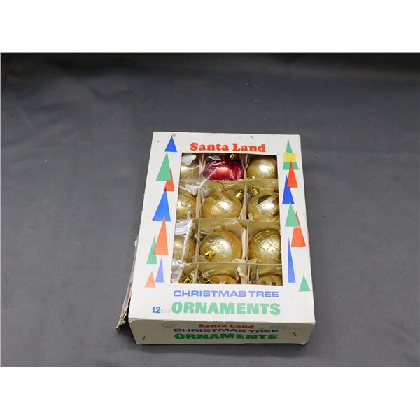 Vintage Santa Land Christmas Tree Ornaments Box of 12