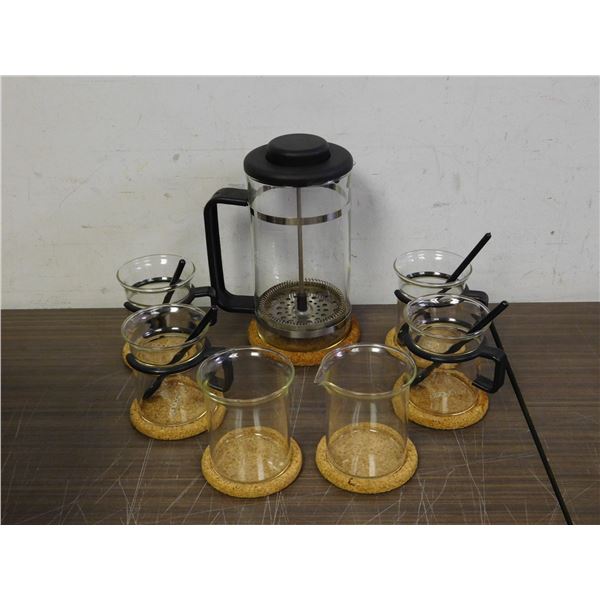 Bodum Coffee Press with 4 Cups, Cream and Sugar, Cork Coasters