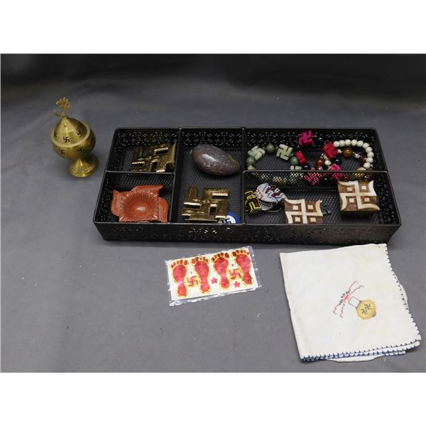 Nepal India Buddhist Symbol, Bracelets, Stone Decor, Embriodered Bag, Brass Decor