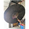 Image 3 : 6ft Tall Asian Paper Fan / Umbrella with Wooden Pole Base,