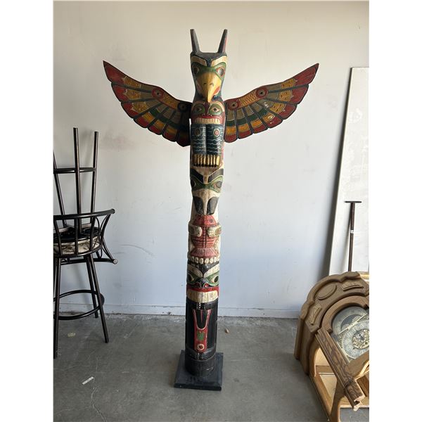 6ft 9” Indigenous Haida Art Style Wooden Totem Pole