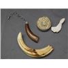 Image 1 : Lot of 4 Boar Tusk, Carved Bone Face, Coral & Keychain