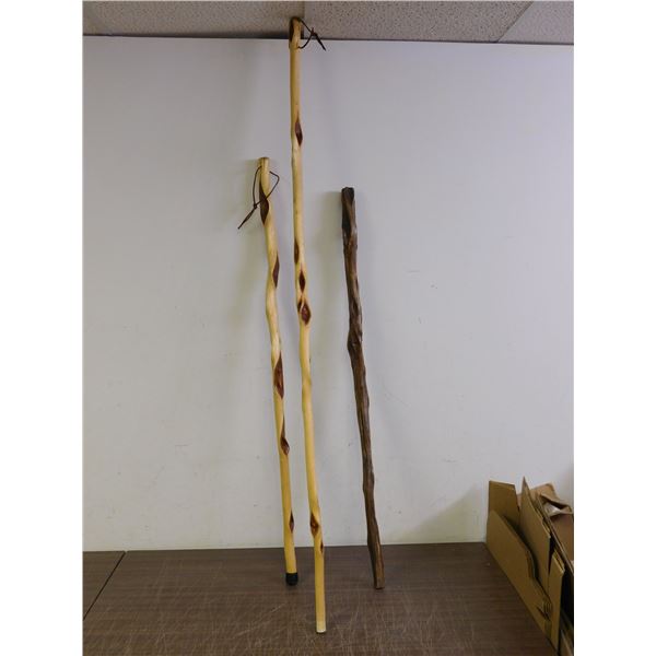 2 Diamond Willow Walking Sticks and Driftwood Walking Stick
