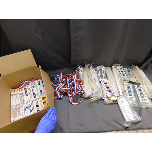 Large Lot of 2000+ Vintage NHL and AHL Stickers / Decals, Medals