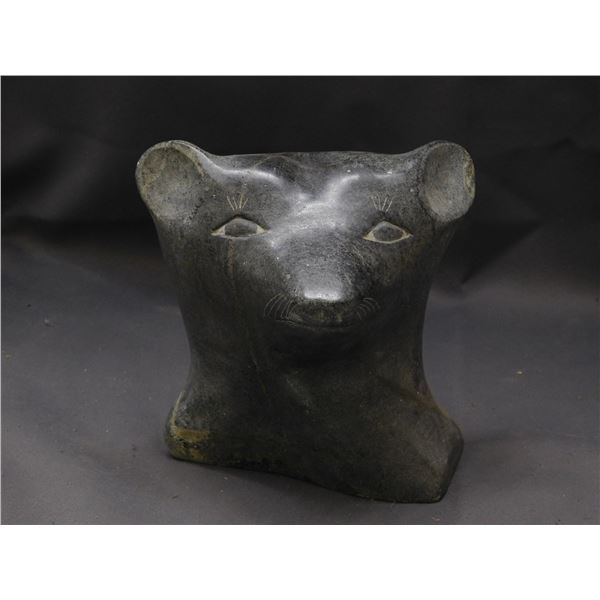 Ivujivik Hand Made Inuit Carved Soapstone Stone Sculpture Figurine 7" Two Faced Person