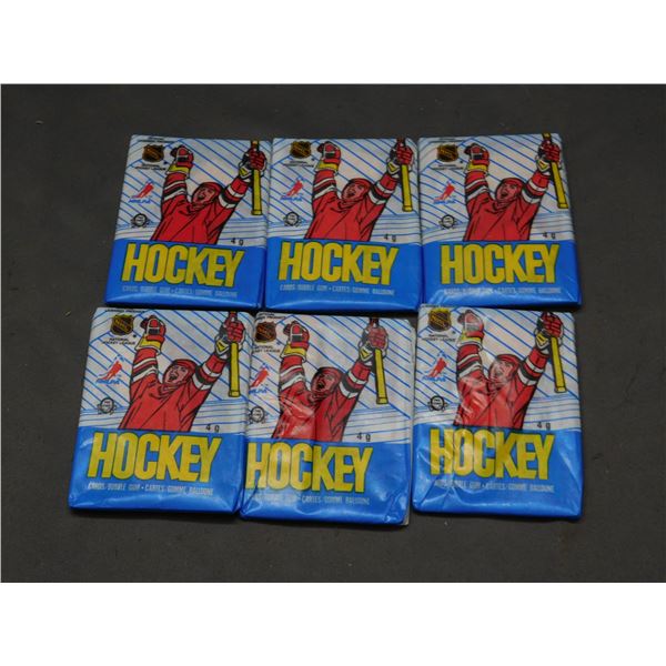 6 - 1989-90 OPC Unopened Wax Packs, Sakic, Fleury, Leetch, Linden RC’s.