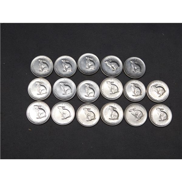 17 Canadian 1967 Rabbit Nickels,