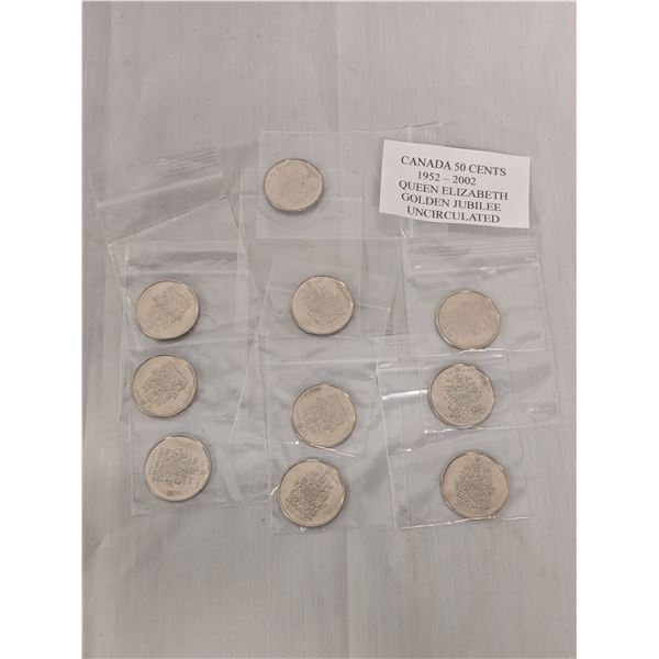 10 Canada 50 Cents Uncirculated 1952-2002