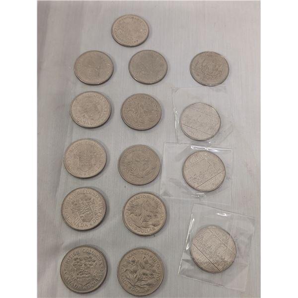 15 Assorted Canada Dollars 1970 1971 1982