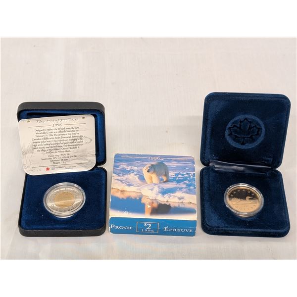 1996 First Toonie RCM Canada and 1987 First Loonie Dollar