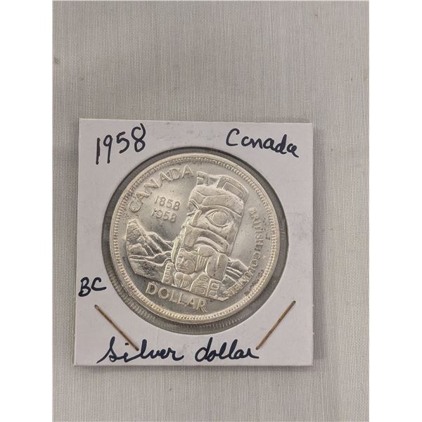 Canada 1958 BC Totem Silver Dollar