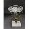Image 1 : Marble, Brass and Crystal / Glass Ornate Vintage Tabletop Ashtray 9"